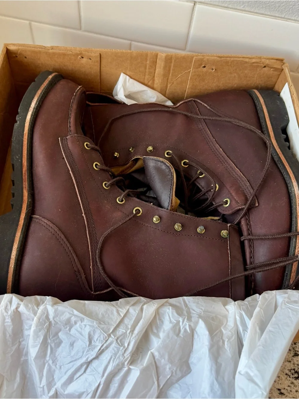 Vintage Filson Uplander Boots 901 Size 8.5 D Brown Leather Made in USA With Box